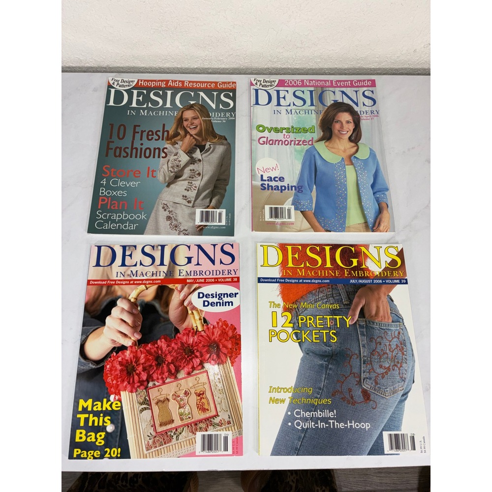 Designs in Machine Embroidery Multicolor Magazine Lot (Volumes 36, 37, 38 & 39)